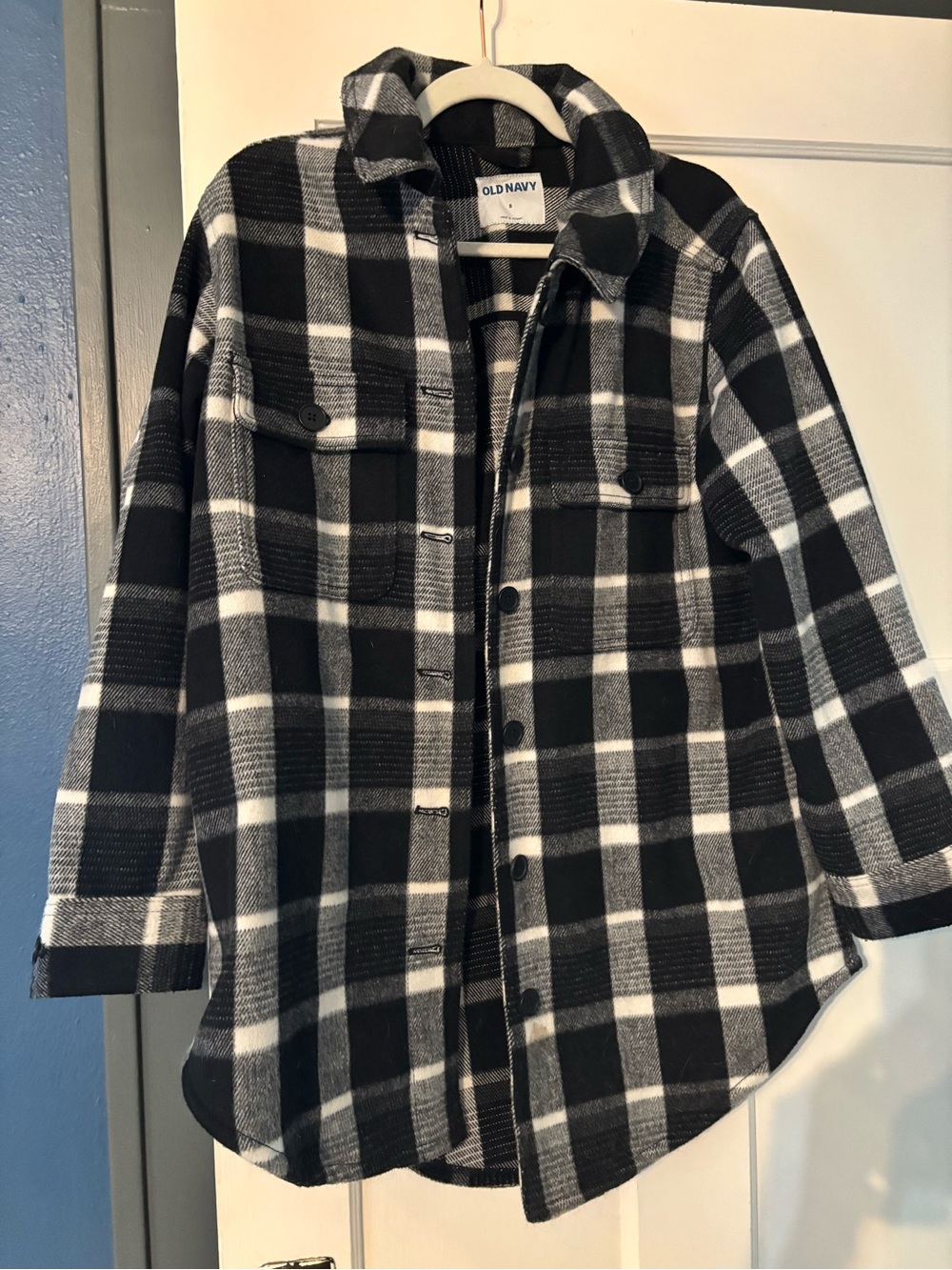 Old Navy Black and White Plaid Utility Shacket